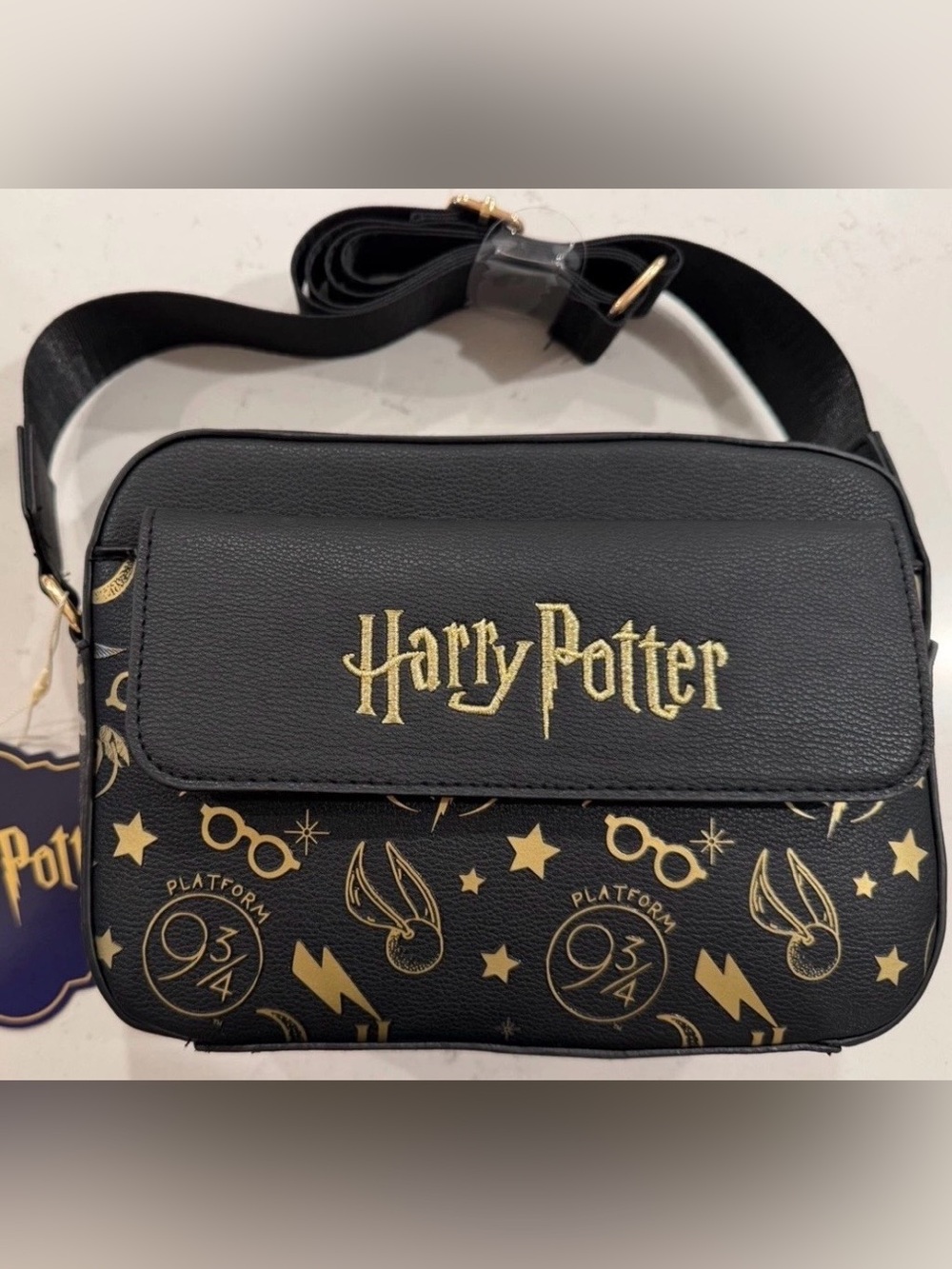 Harry Potter Black & Gold Crossbody Bag